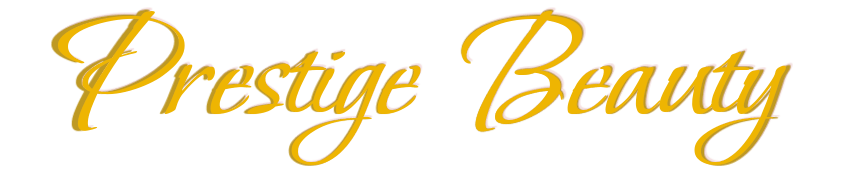 Prestige Beauty text gold logo